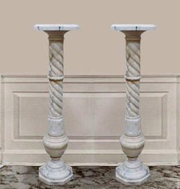 095b - Pair of Ornate Italian Marble Pedestals Height. 41 In.