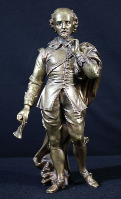 354a - Solid bronze statue of William Shakespeare, 12 in. T.