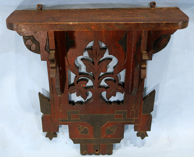 375b - Small walnut Eastlake clock shelf, 11 in. W.-11