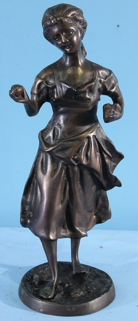 086a - Cast Metal Statue of Maiden, 16 in. T