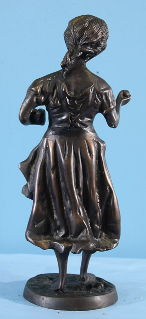 086c - Cast Metal Statue of Maiden, 16 in. T