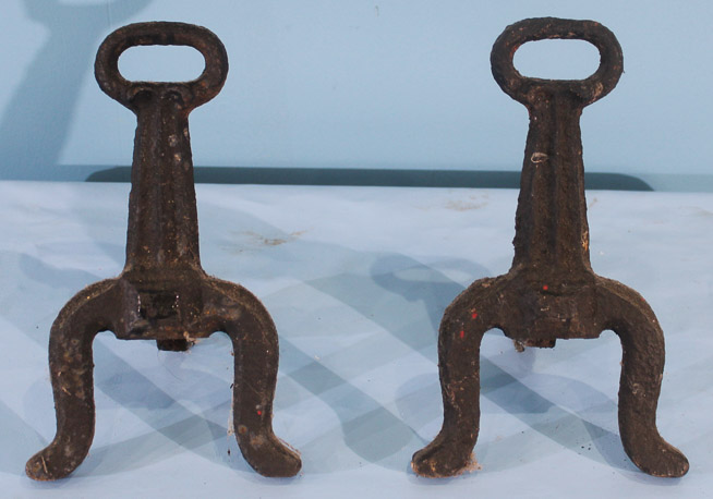 124a - Pair Cast Iron Small Andirons, 11 in. H