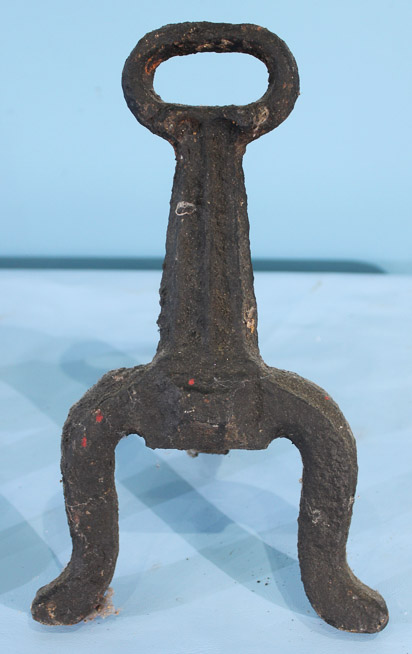 124c - Pair Cast Iron Small Andirons, 11 in. H