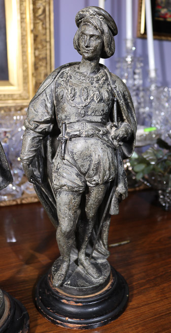 248c - Pair of metal English gentlemen, 16.5 in. T.
