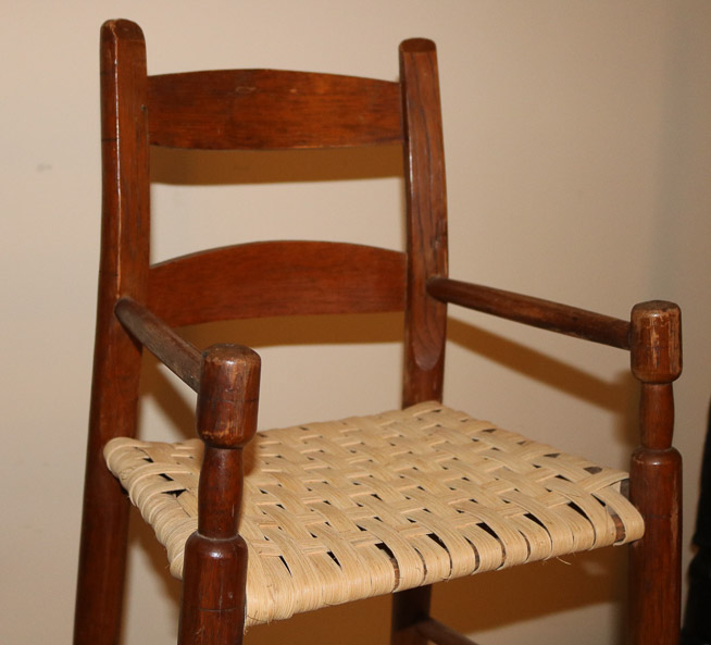 310b - Antique cane bottom primitive child's high chair