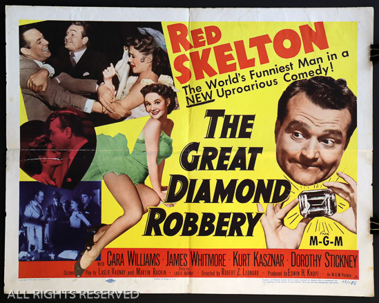 396a - The Great Diamond Robbery, Red Skelton, Cara Williams, James Whitmore, Kurt Kasznar, Dorothy Stickney, 22x28, Year - 1953 (H) Poster # 53486