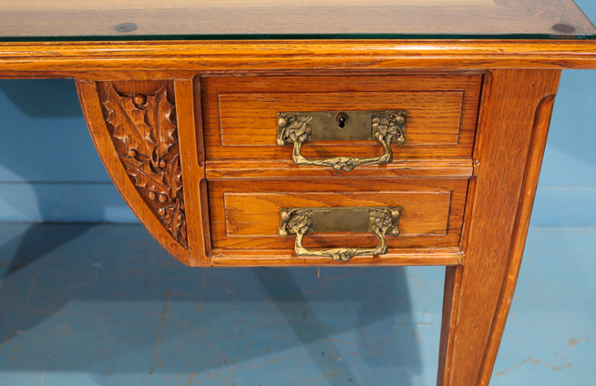 108b - 108a - Flat top Art Noveau oak desk