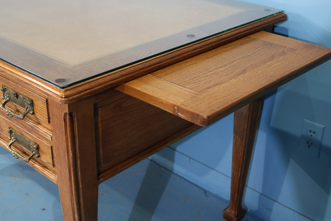 108c - 108a - Flat top Art Noveau oak desk