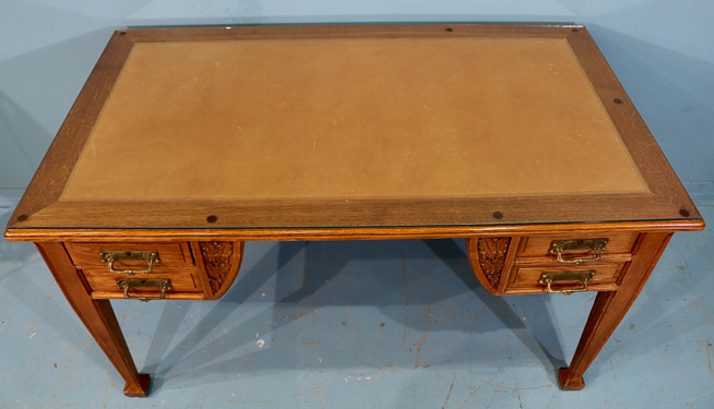108d - 108a - Flat top Art Noveau oak desk