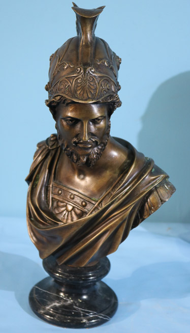 151a - Bronze bust of Roman soldiers, 16 in. T.