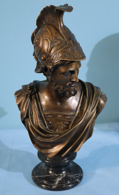 151b - Bronze bust of Roman soldiers, 16 in. T.