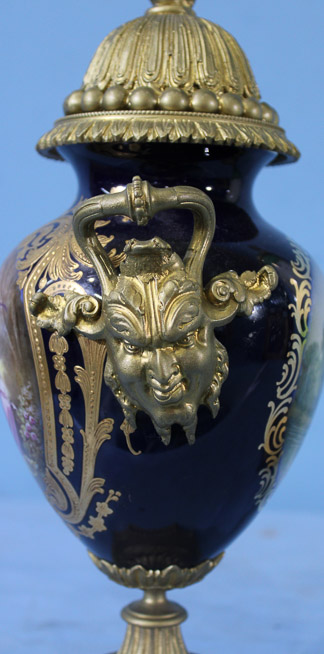 421f -2 piece severs vase and small capped urn
