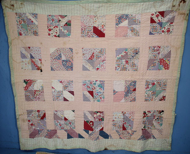 347c - 2 old hand made string quilts