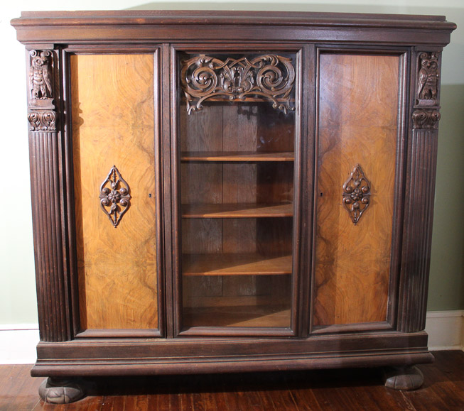 112a - Lg. 3 door oak European bookcase