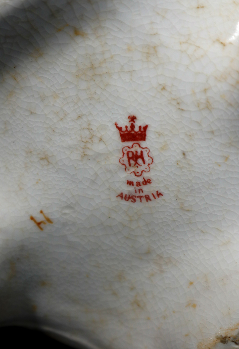 210d - 2 hand painted Austrian vases, has some damage