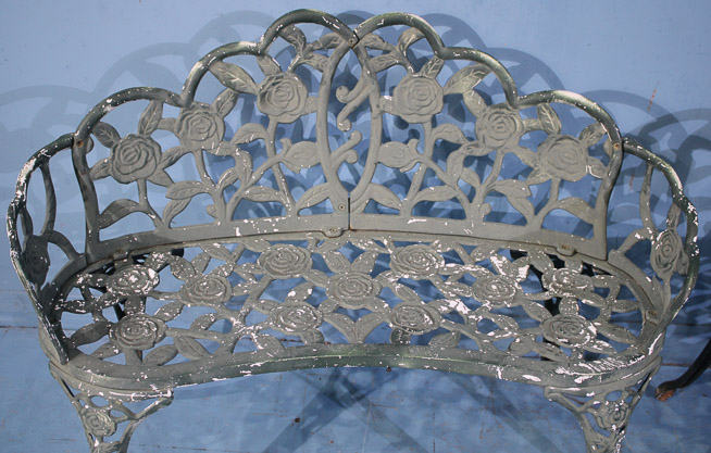 130b - Matched pair of painted cast iron garden benches