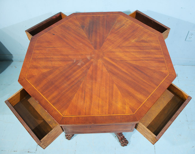 141b - Mahogany acanthus carved rent or game table