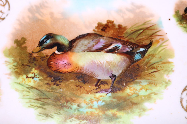 004c - 7 pc. Hand painted game set with pheasants