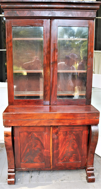 105a - 3 pc. Mahogany Empire Secretary 81T, 40.5W, 22D