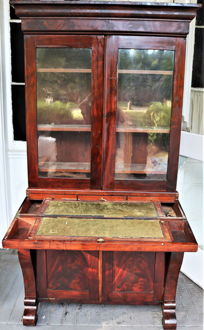 105b - 3 pc. Mahogany Empire Secretary 81T, 40.5W, 22D