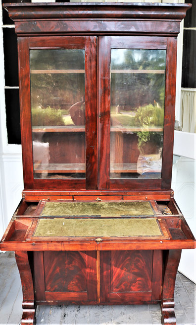 105c - 3 pc. Mahogany Empire Secretary 81T, 40.5W, 22D