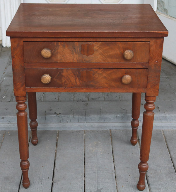171a - Walnut 2 drawer night table with turned legs