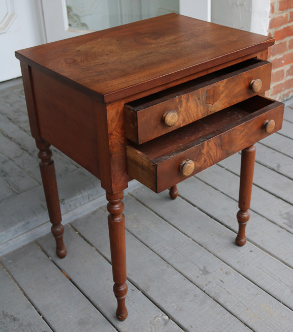 171c - Walnut 2 drawer night table with turned legs