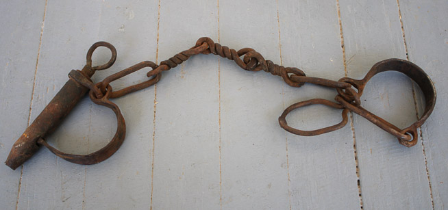 292a - Early hand forged slave shackles, blacksmith made