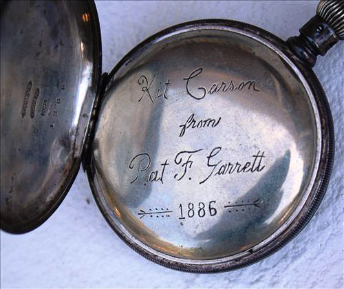 578a - Coin silver pocket watch engraved Kit Carson Jr.
