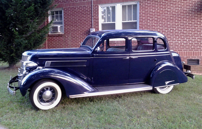 018a - 1935 Blue Chrysler airstream 4 door sedan, all original.