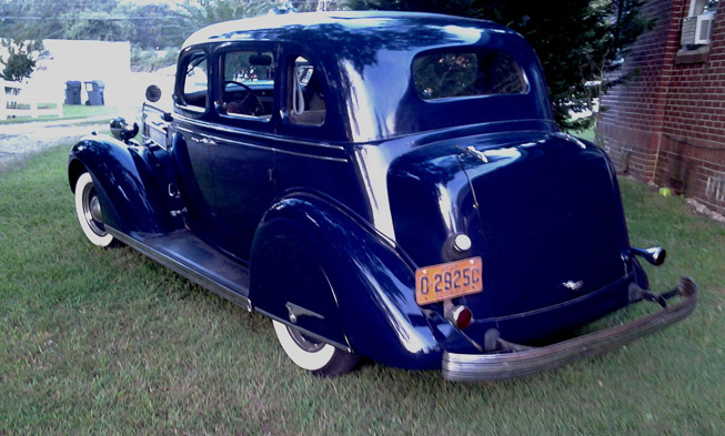 018c - 1935 Blue Chrysler airstream 4 door sedan, all original.