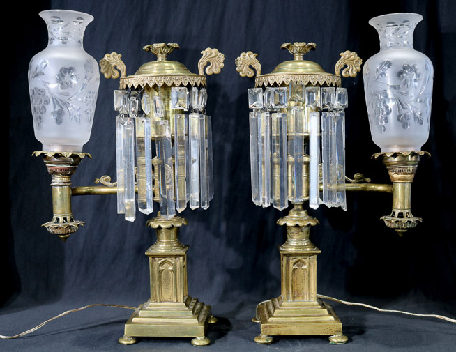 036a - Pair of early 19th Century bronze argand lamps