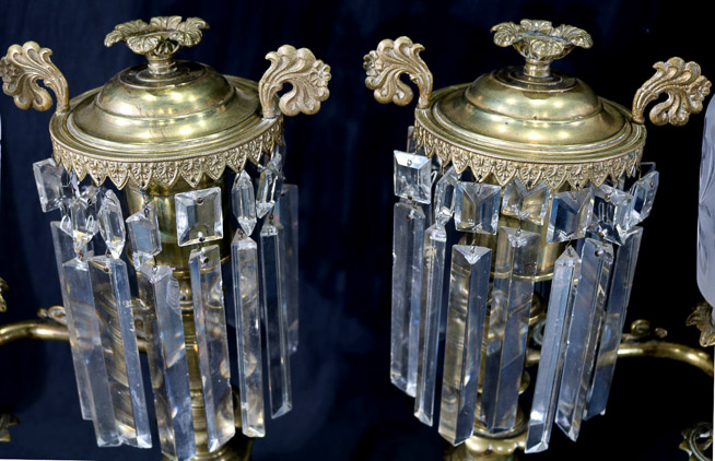036b - Pair of early 19th Century bronze argand lamps